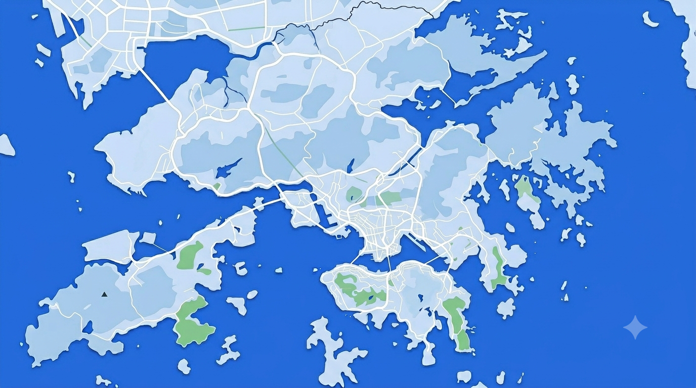 Map of Hong Kong with coloured school pins